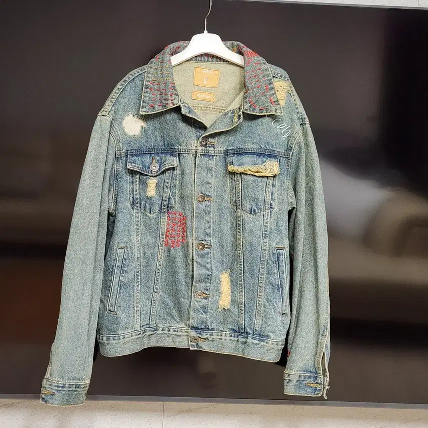 [BUNJANG] C2H4 Custom Denim Jacket / C2H4 커스텀  데님 세미 오버핏 스타일 청자켓