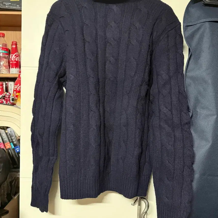 [BUNJANG] Polo Navy Cable Shawl Collar Knit Sweater / 폴로 / 네이비 케이블 숄카라 니트 / XL (100)