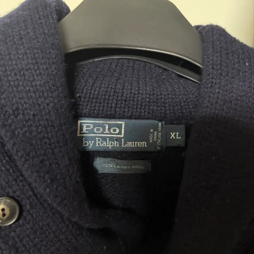 [BUNJANG] Polo Navy Cable Shawl Collar Knit Sweater / 폴로 / 네이비 케이블 숄카라 니트 / XL (100)