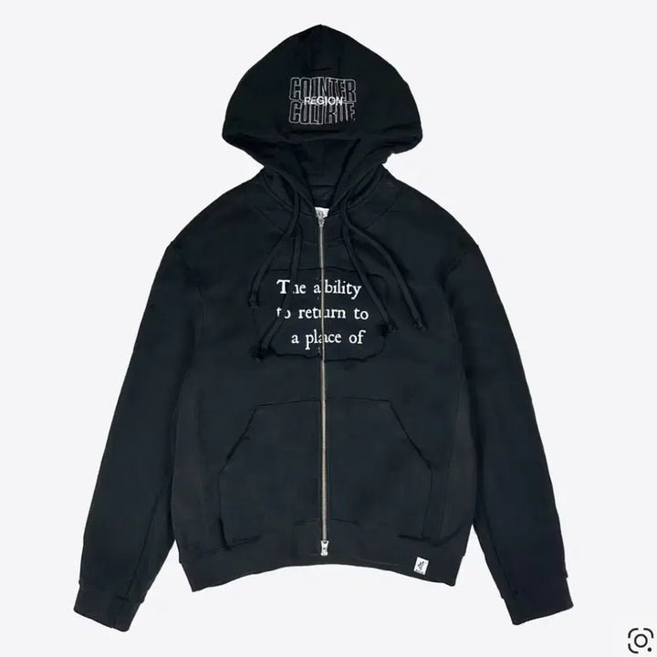 [BUNJANG] Resurrection13 Patchwork Two-Way Zip-Up Hoodie Black / 레저렉션13 패치워크 투웨이 집업 후드 블랙