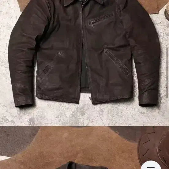 [BUNJANG] AliExpress Leather Jacket / 알리발 고트스킨 30s 스포츠 레더자켓