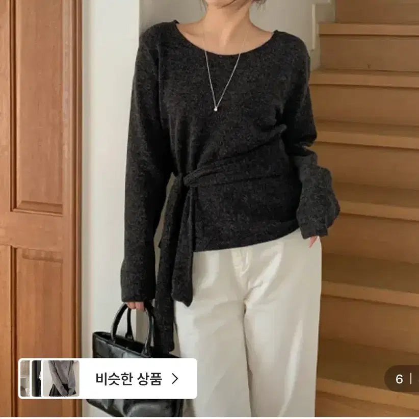 [BUNJANG] LOUET Nian Roundneck Loose Fit Long Sleeve Knit / 루엣 니안 라운드넥 루즈핏 긴팔 니트 진그레이