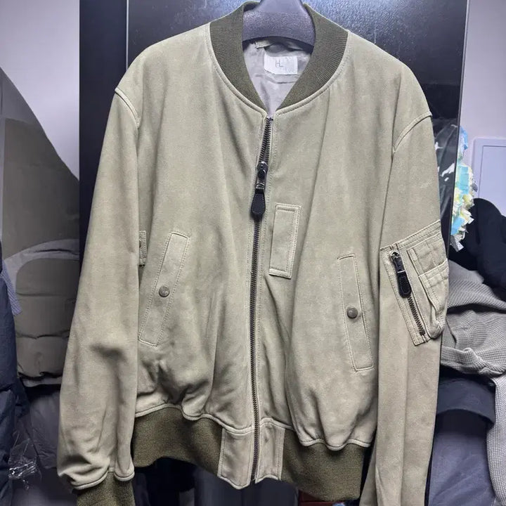 [BUNJANG] He'rill B-15 Suede Jacket Olive / 헤릴 B-15 스웨이드자켓 어드레서별주 올리브 3