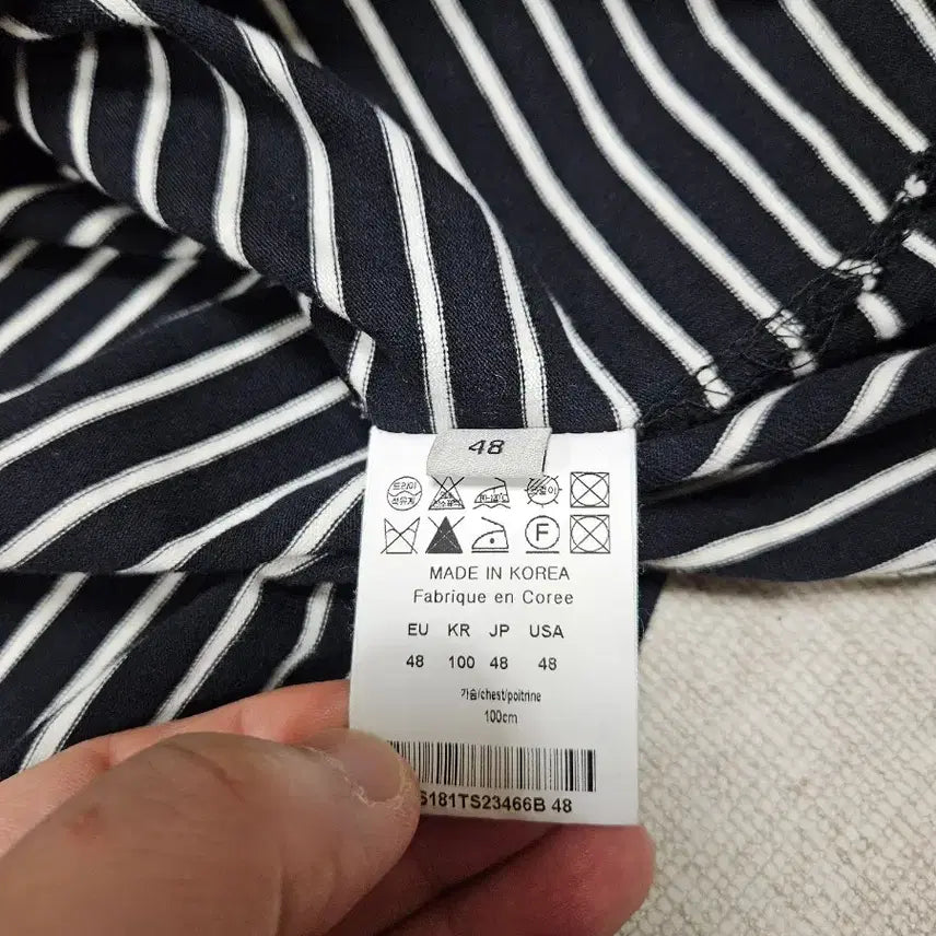 [BUNJANG] Solid Homme Striped Long Sleeve Shirt / 솔리드옴므 긴팔 셔츠티