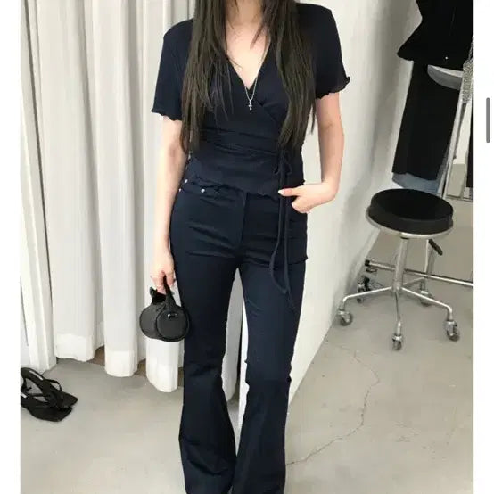 [BUNJANG] Nuu's City Bootcut Navy Cotton-Spandex Pants / (새상품)누즈 시티 부츠컷 네이비 면스판 팬츠
