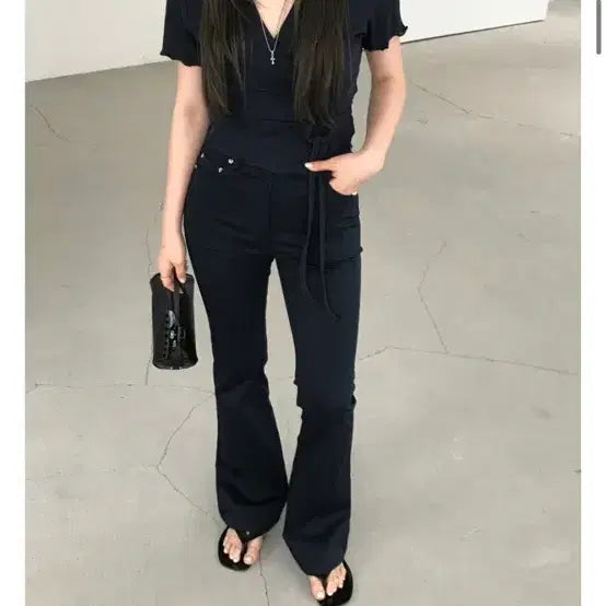 [BUNJANG] Nuu's City Bootcut Navy Cotton-Spandex Pants / (새상품)누즈 시티 부츠컷 네이비 면스판 팬츠