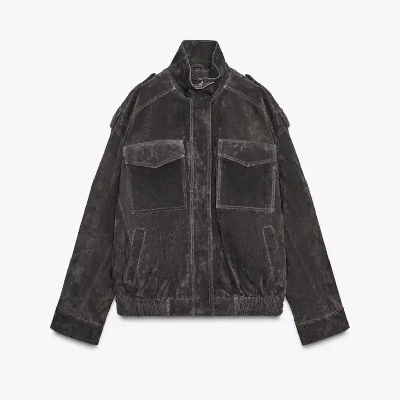 [BUNJANG] ZARA Real Suede Leather Jacket XS / 자라 리얼 스웨이드 레더 자켓 xs 차콜(4341/770/822)