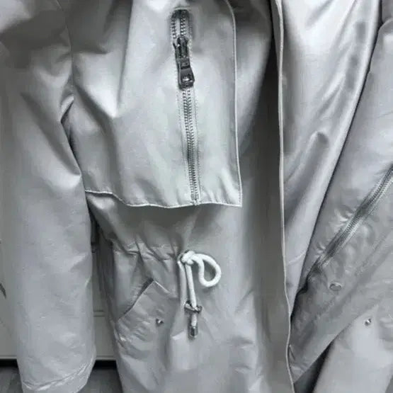 [BUNJANG] Cream Rabbit Fur Trench Padded Coat / 크림색 토끼털 트렌치 패딩