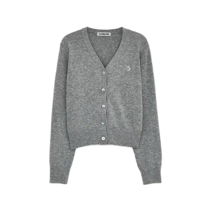 [BUNJANG] Sunburn Gray Cashmere Wool V-neck Cardigan / Sunburn 썬번 프로젝트 그레이 가디건 캐시미어 울 브이넥 니트 봄