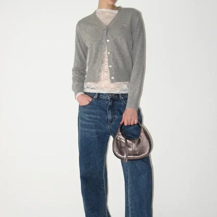 [BUNJANG] Sunburn Gray Cashmere Wool V-neck Cardigan / Sunburn 썬번 프로젝트 그레이 가디건 캐시미어 울 브이넥 니트 봄