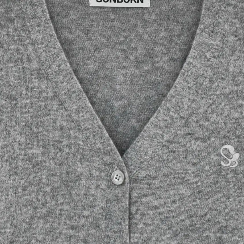 [BUNJANG] Sunburn Gray Cashmere Wool V-neck Cardigan / Sunburn 썬번 프로젝트 그레이 가디건 캐시미어 울 브이넥 니트 봄