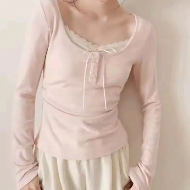 [BUNJANG] French Lace Balletcore Hime Knit Top / [SALE/*바로발송*] 프렌치 레이스 발레코어 히메 니트