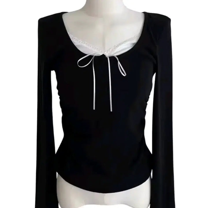 [BUNJANG] French Lace Balletcore Hime Knit Top / [SALE/*바로발송*] 프렌치 레이스 발레코어 히메 니트