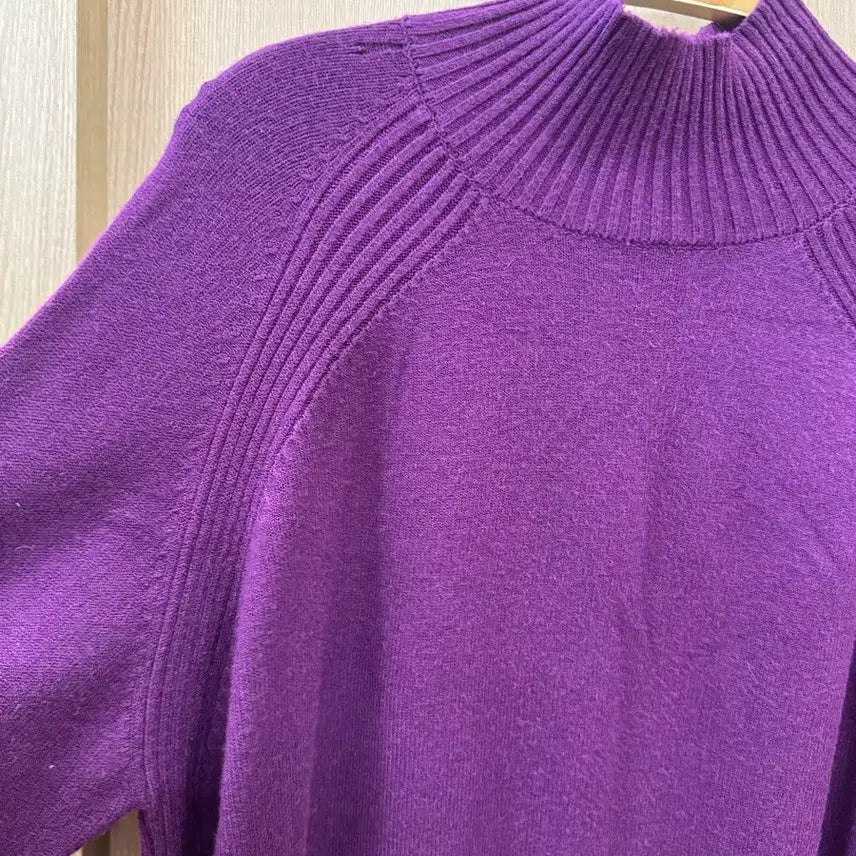 [BUNJANG] Purple Half-Turtle Neck Knit Top / 반폴라니트티