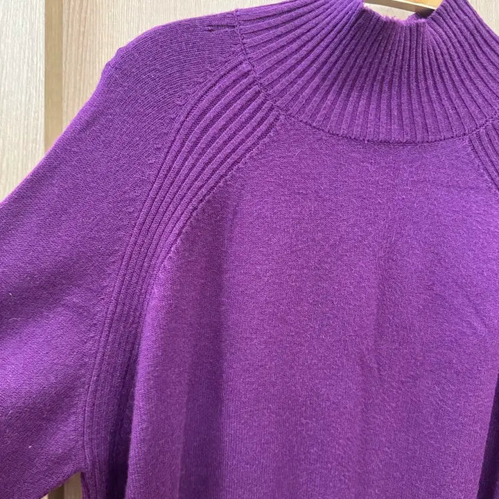 [BUNJANG] Purple Half-Turtle Neck Knit Top / 반폴라니트티