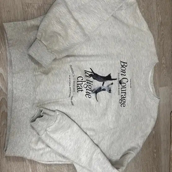 [BUNJANG] Ronron Cat Oatmeal Sweatshirt / 론론 고양이 맨투맨 쭈리 오트밀