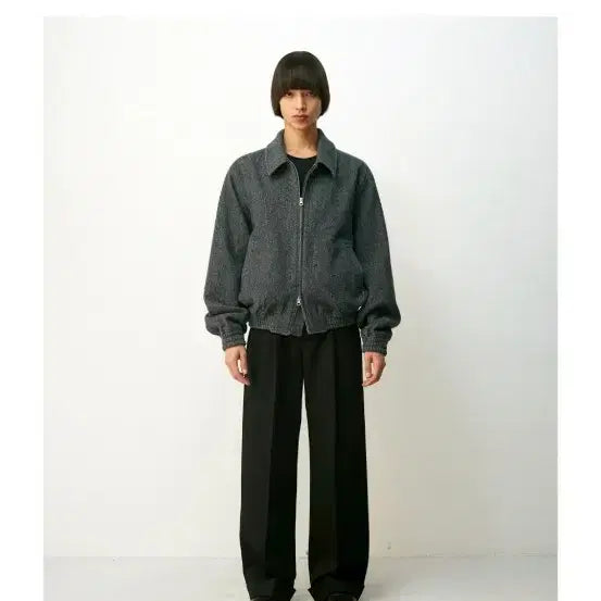 [BUNJANG] Coore Virgin Wool Blouson Melange Navy Jacket / 쿠어 버진 울 블루종 멜란지 네이비