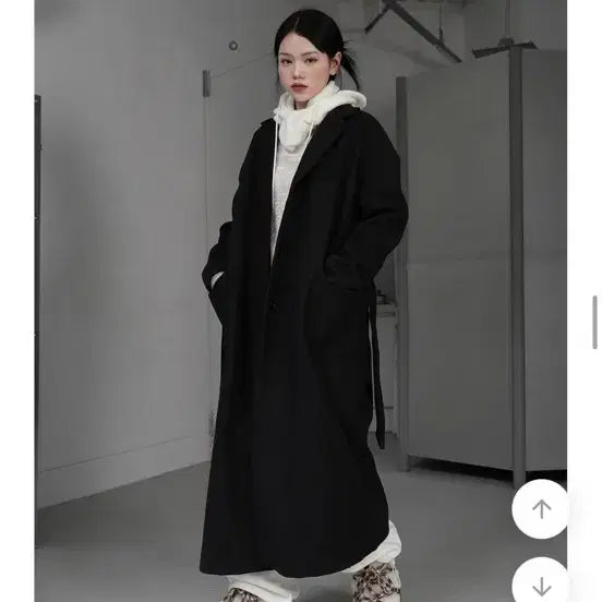 [SOLD OUT] 바이너리원 블랙 롱 코트 울코트 로브코트