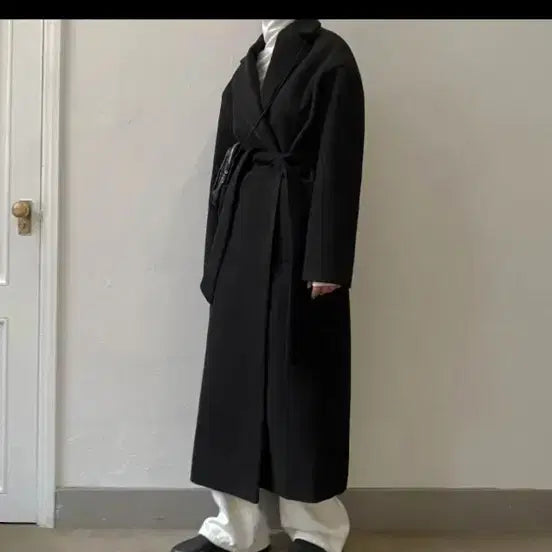 [SOLD OUT] 바이너리원 블랙 롱 코트 울코트 로브코트