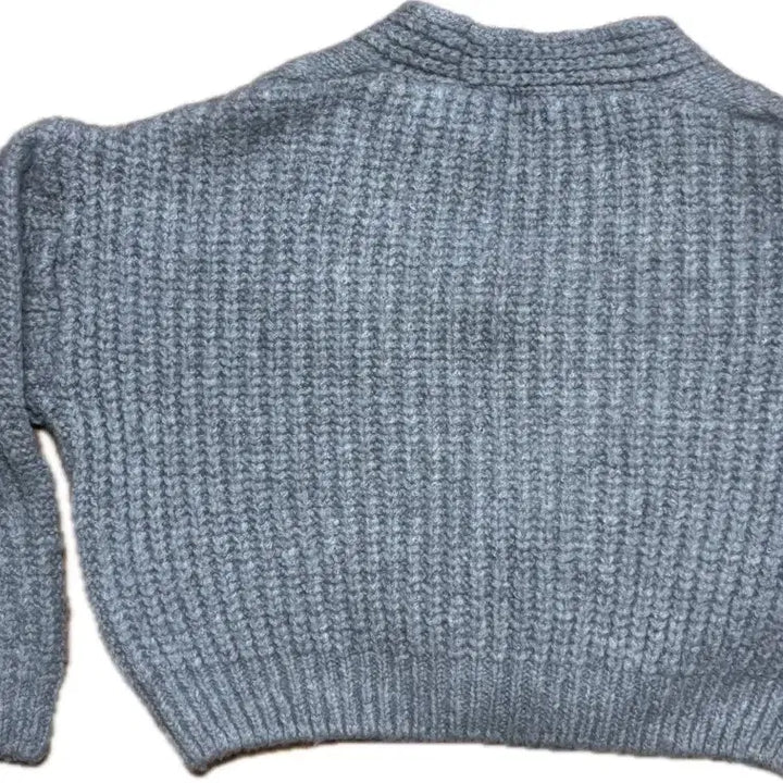 [BUNJANG] Wool Crop Gray Knit Cardigan / 도톰 울 크롭 그레이 니트 가디건