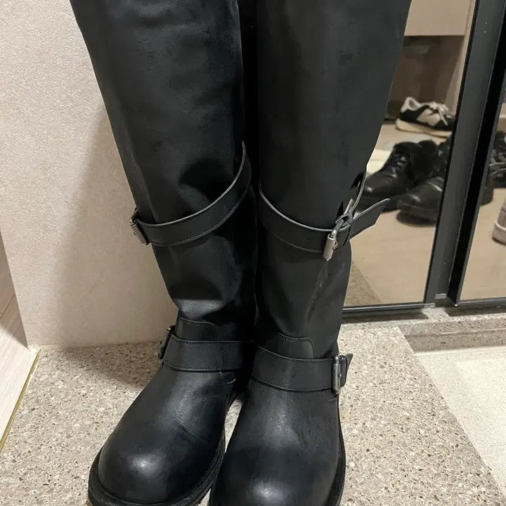 [BUNJANG] Negative Three Slouchy Long Boots Washed Black / 네거티브쓰리 slouchy long boots washed black