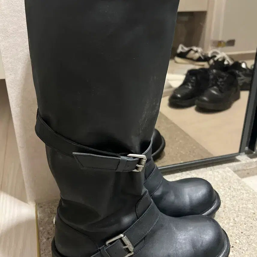 [BUNJANG] Negative Three Slouchy Long Boots Washed Black / 네거티브쓰리 slouchy long boots washed black