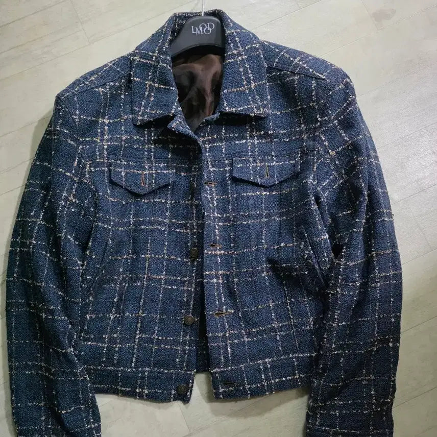 [BUNJANG] Elmood Hawk Tweed Trucker Jacket Blue Jean 46 / 엘무드 호크 트위드 트러커 자켓 블루진 46