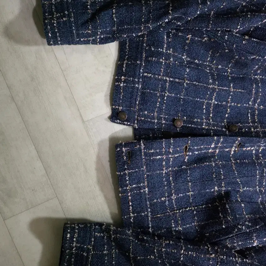 [BUNJANG] Elmood Hawk Tweed Trucker Jacket Blue Jean 46 / 엘무드 호크 트위드 트러커 자켓 블루진 46