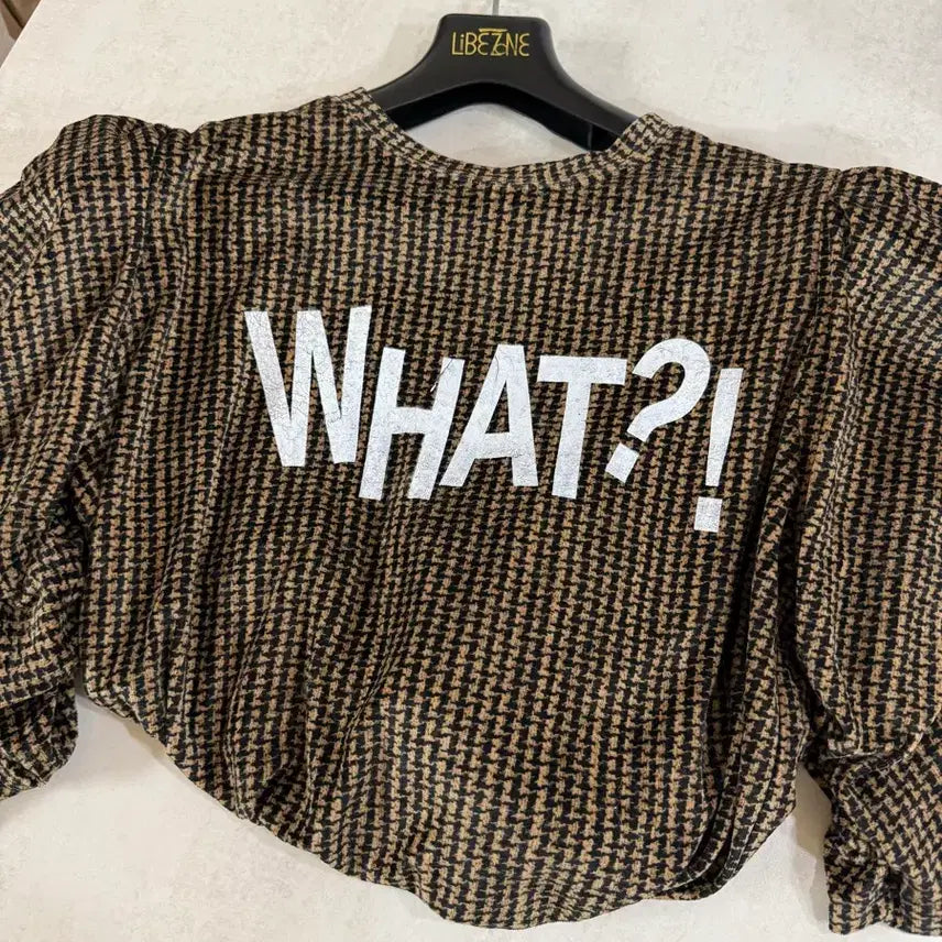 [BUNJANG] Check Pattern Puff Sleeve Velvet T-Shirt / 5/26까지 체크 패턴 퍼프 벨벳 반팔티셔츠