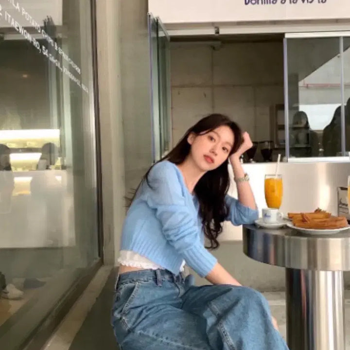 [BUNJANG] Leplay Ash Blue Cardigan / 르플레이 애쉬 블루 가디건