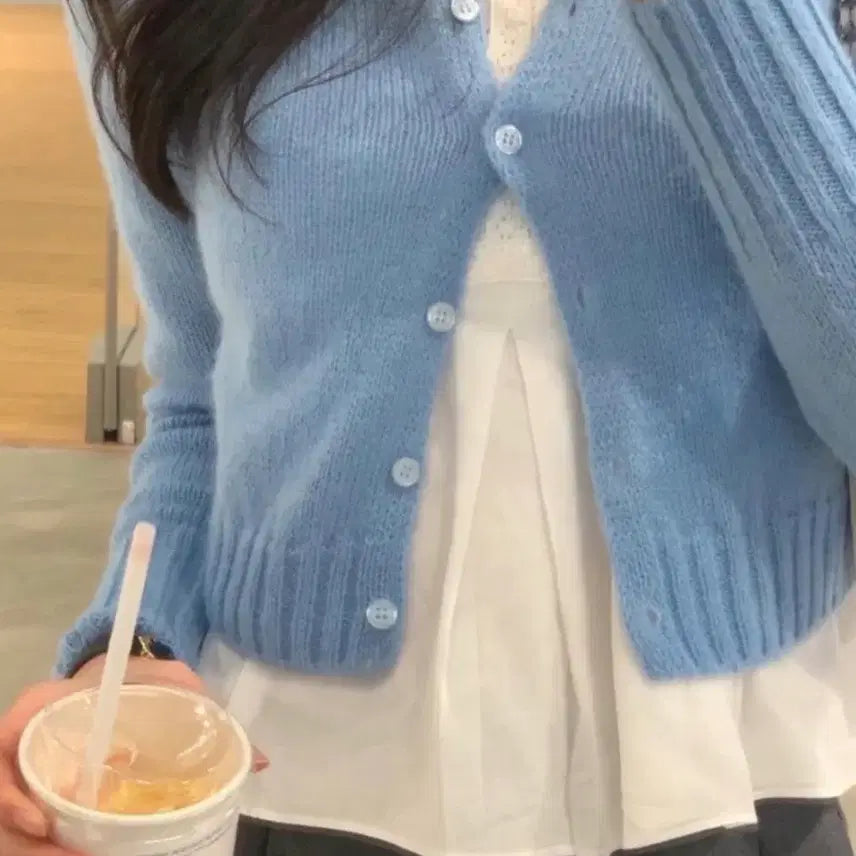 [BUNJANG] Leplay Ash Blue Cardigan / 르플레이 애쉬 블루 가디건