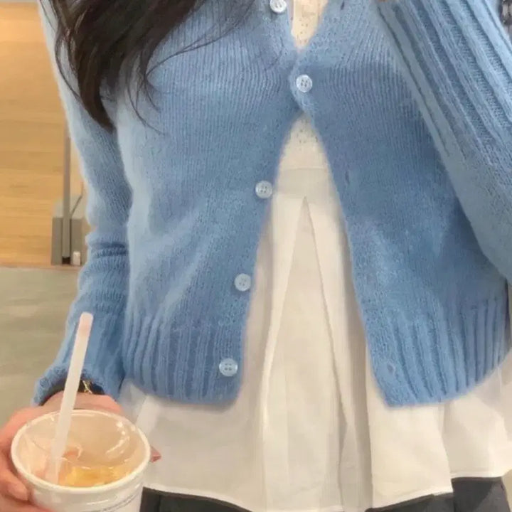 [BUNJANG] Leplay Ash Blue Cardigan / 르플레이 애쉬 블루 가디건