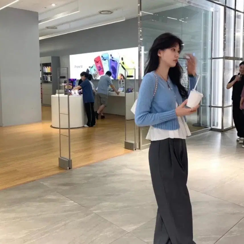 [BUNJANG] Leplay Ash Blue Cardigan / 르플레이 애쉬 블루 가디건