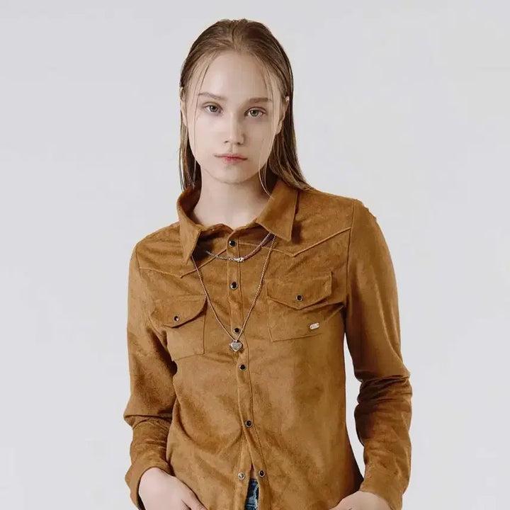 [BUNJANG] Slow Record House Suede Western Shirt / 슬로우 레코드 하우스) 스웨이드 웨스턴 셔츠