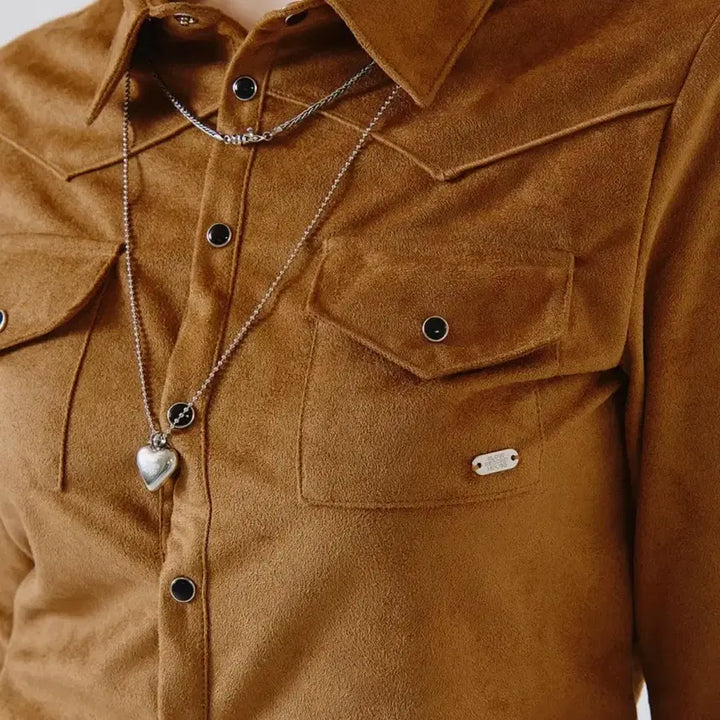 [BUNJANG] Slow Record House Suede Western Shirt / 슬로우 레코드 하우스) 스웨이드 웨스턴 셔츠
