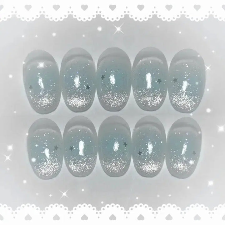 [BUNJANG] Chic Aurora Glitter Magnetic Gel Nail Tips / 치크 자석젤 수제네일팁