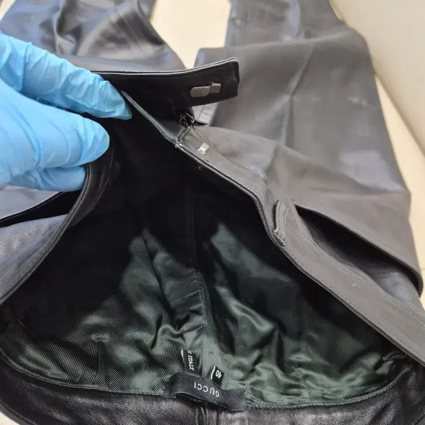 [BUNJANG] Gucci Women's Black Leather Pants / GUCCI 구찌 정품 여성 블랙 레더 팬츠