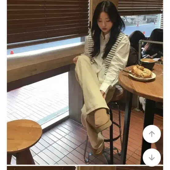 [BUNJANG] Dear by Me Striped Knit Layered Shirt Set / [새상품] 에이블리 디어바이미 셔츠 + 줄무늬 니트 세트