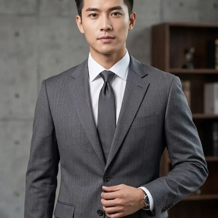 [BUNJANG] Parkland Gray Stripe Suit Jacket / 100 파크랜드(봄여름용) 찐그레이색 스트라이프 정장 자켓