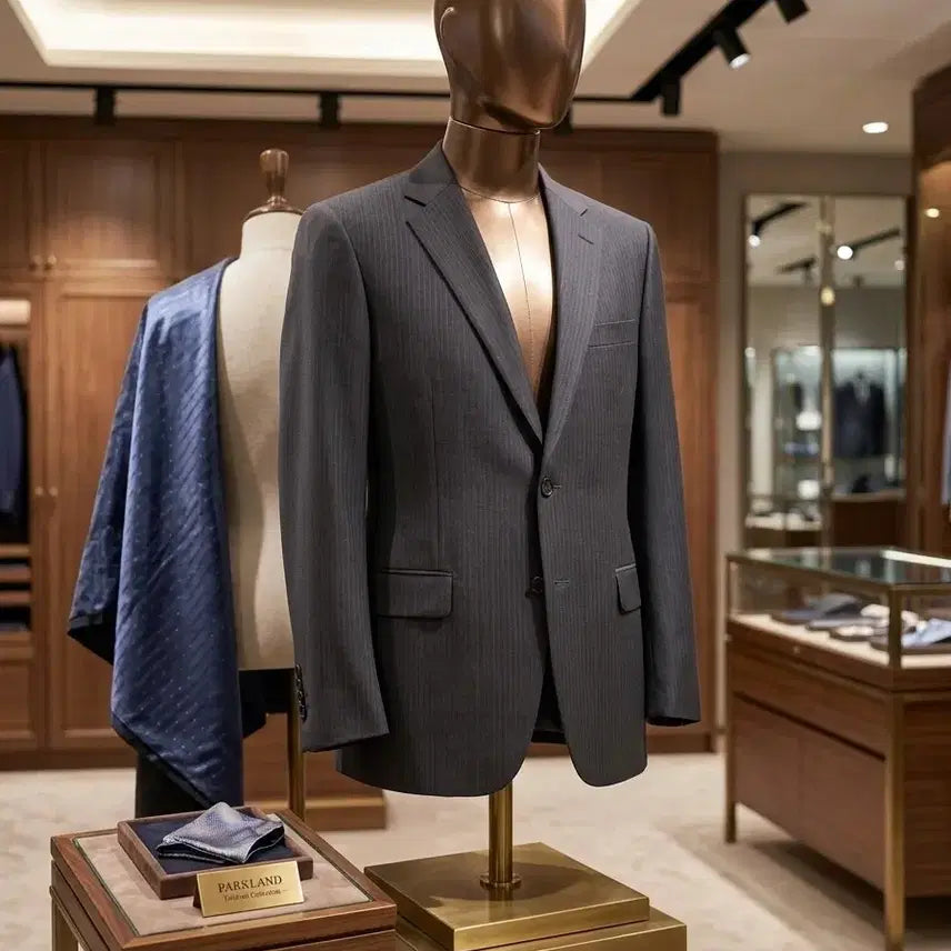 [BUNJANG] Parkland Gray Stripe Suit Jacket / 100 파크랜드(봄여름용) 찐그레이색 스트라이프 정장 자켓