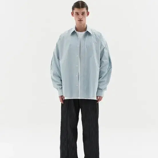 [BUNJANG] DNSR Oversized Shirt Blue (S) / DNSR 딥쓰리턱 오버사이즈 셔츠 블루 s