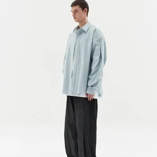 [BUNJANG] DNSR Oversized Shirt Blue (S) / DNSR 딥쓰리턱 오버사이즈 셔츠 블루 s