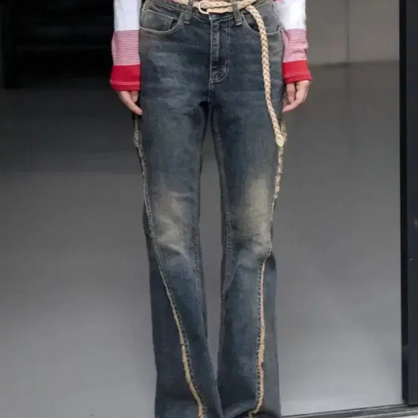 [BUNJANG] Highschool Disco Vintage Bootcut Denim Pants / 하이스쿨디스코 빈티지 부츠컷 데님 팬츠