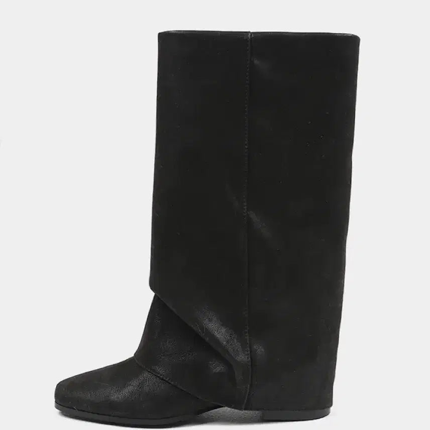 [BUNJANG] BlackUp Leather Mid-Folding Boots 235 / 블랙업 레더 미들 폴딩 부츠 블랙 235