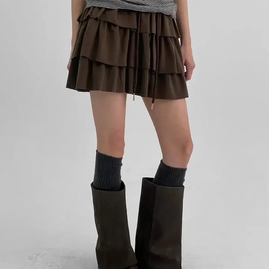 [BUNJANG] BlackUp Leather Mid-Folding Boots 235 / 블랙업 레더 미들 폴딩 부츠 블랙 235