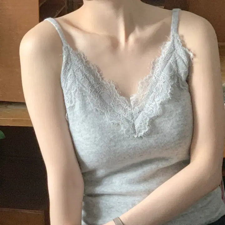 [BUNJANG] Milkcocoa Lace Slip Tank Top / [밀크코코아] 레이스 슬립 나시 (wool 50%)