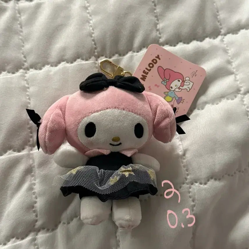 [SOLD OUT] 새상품) 마이멜로디 블랙 리본 인형 키링