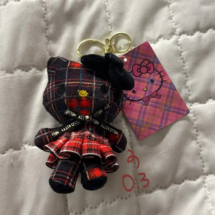 [BUNJANG] Hello Kitty Checkered Doll Keyring / 새상품) 체크 무늬 헬로 키티 인형 키링