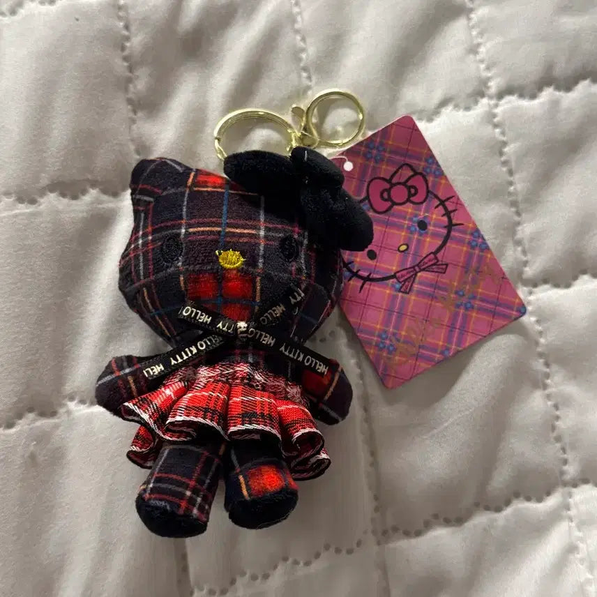 [BUNJANG] Hello Kitty Checkered Doll Keyring / 새상품) 체크 무늬 헬로 키티 인형 키링