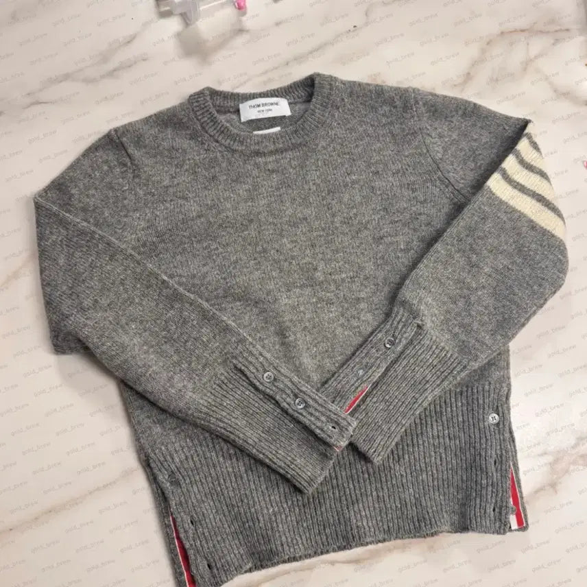 [BUNJANG] Thom Browne Gray Diagonal Knit / 톰브라운 회색 사선 니트